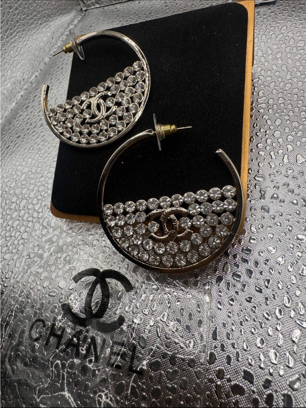 Crystal Hoop Earrings - Gold with Clear Crystals